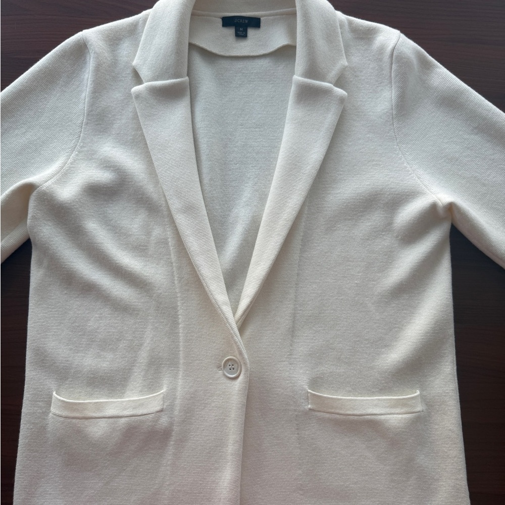 J. Crew Ivory Single-Button Knit Blazer